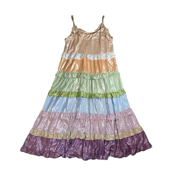 143 Story x Revolve Rainbow Shimmer Tiered Maxi Dress NWT - S - Picture 2 of 4